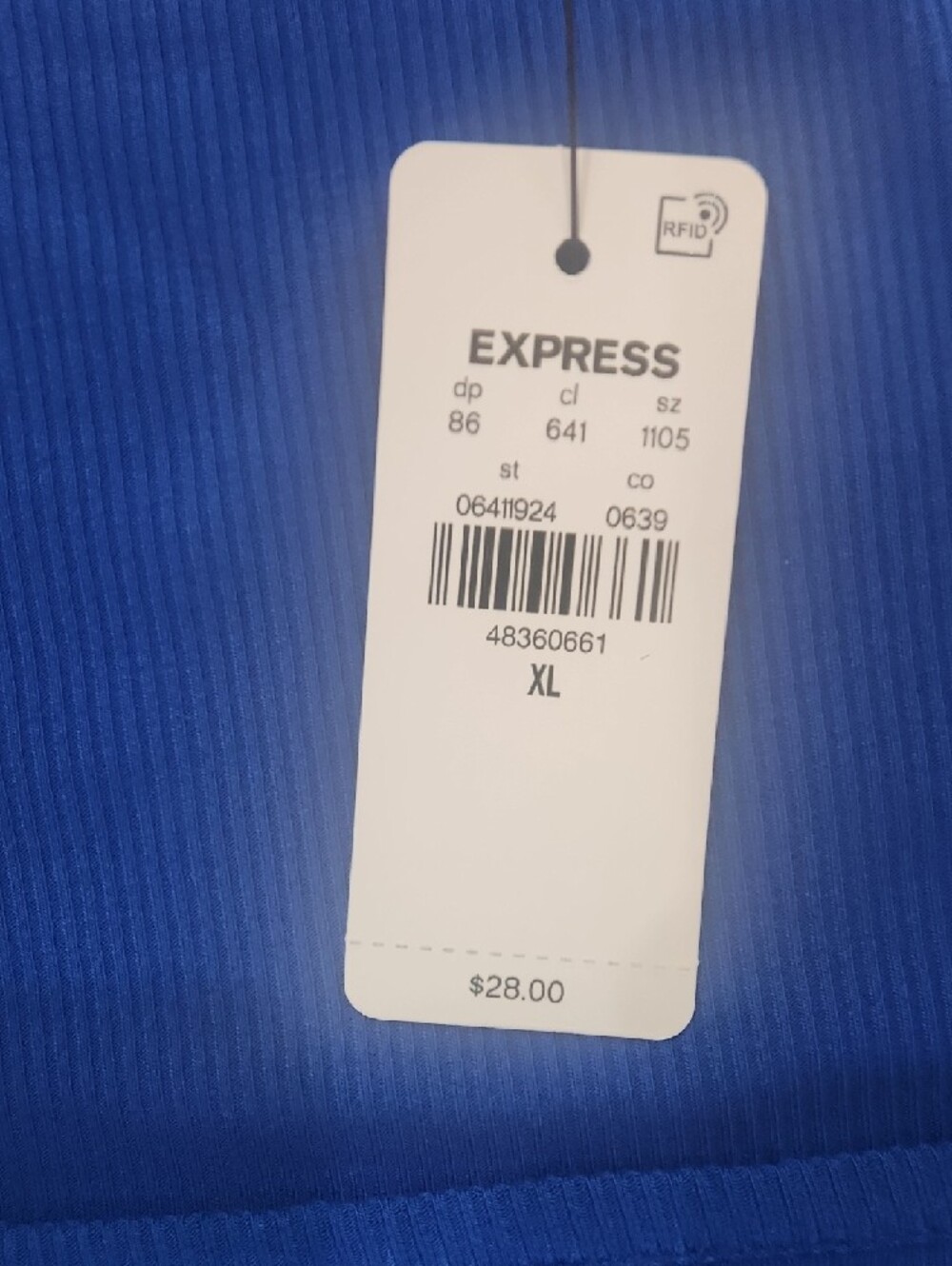 Express Fitted Ribbed Square Neck Crop Top Cobalt Blue XL NwT - Picture 4 of 16